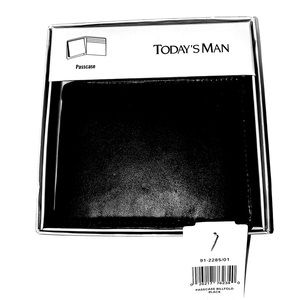 Stylish Eclectic Genuine Leather Today’s Man Passcase Billfold Dark Black Wallet